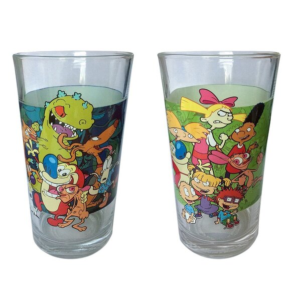 New! Nickelodeon Cartoons Pint Glass Set of 2 + Ice Cube Tray Rugrats - Picture 2 of 3